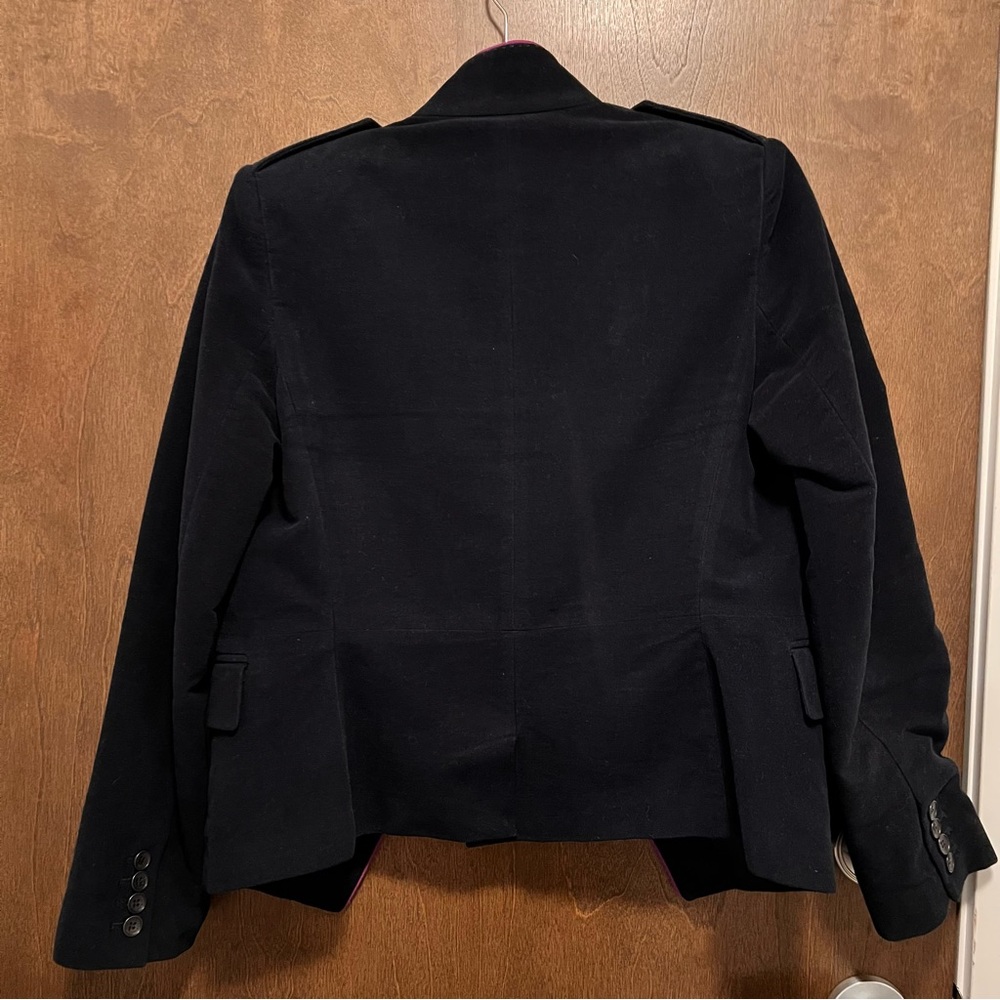Shanghai Tang Deep Navy Suede Cotton Cashmere Blend Jacket , Size US 10 - Picture 11 of 17